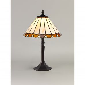 Bfs Lighting Una 1 Light gonal Table Lamp E27 With 30cm Shade, Amber/Crachel/Crystal/Ant Bras