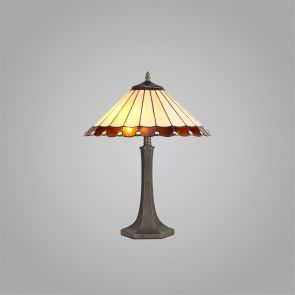 Bfs Lighting Una 2 Light gonal Table Lamp E27 With 40cm Shade, Amber/Crachel/Crystal/Ant Bras