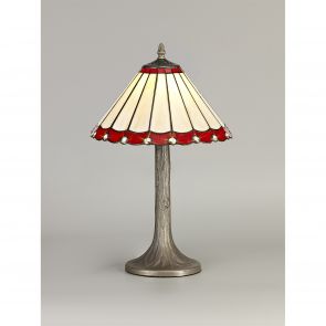 Bfs Lighting Una 1 Light Tree Like Table Lamp E27 With 30cm Shade, Red/Crachel/Crystal/Ant Br