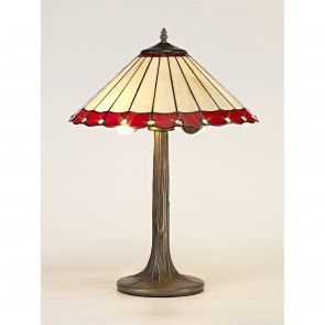 Bfs Lighting Una 2 Light Tree Like Table Lamp E27 With 40cm Shade, Red/Crachel/Crystal/Ant Br