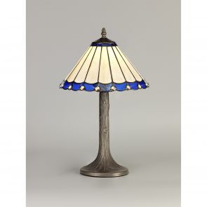 Bfs Lighting Una 1 Light Tree Like Table Lamp E27 With 30cm Shade, Blue/Crachel/Crystal/Ant B