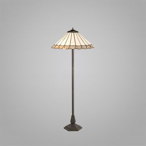 Bfs Lighting Una 2 Light  Floor Lamp E27 With 40cm Shade, Grey/Crachel/Crystal/Ant Brass IL54