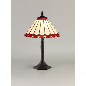 Bfs Lighting Una 1 Light gonal Table Lamp E27 With 30cm Shade, Red/Crachel/Crystal/Ant Brass