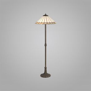 Bfs Lighting Una 2 Light Stepped Design Floor Lamp E27 With 40cm Shade, Grey/Crachel/Crystal/