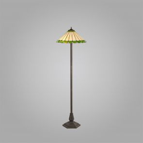 Bfs Lighting Una 2 Light gonal Floor Lamp E27 With 40cm Shade, Green/Crachel/Crystal/Ant Bras