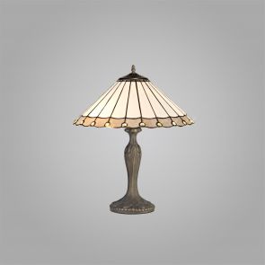 Bfs Lighting Una 2 Light gonal Table Lamp E27 With 40cm Shade, Grey/Crachel/Crystal/Ant Brass