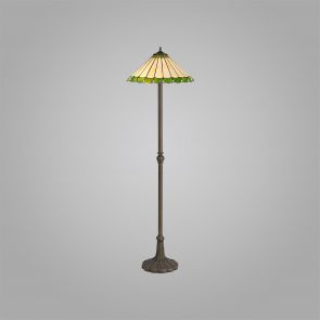 Bfs Lighting Una 2 Light  Floor Lamp E27 With 40cm Shade, Green/Crachel/Crystal/Ant Brass IL8