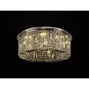 Bfs Lighting Zara 65cm Round Flush Chandelier, 8 Light E14, Polished Chrome/Crystal IL5087HS